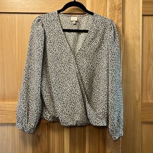 A New Day Floral Wrap Blouse, Size Large